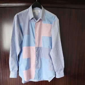 Comme des Garcons Blue and Pink Patchwork Shirt
